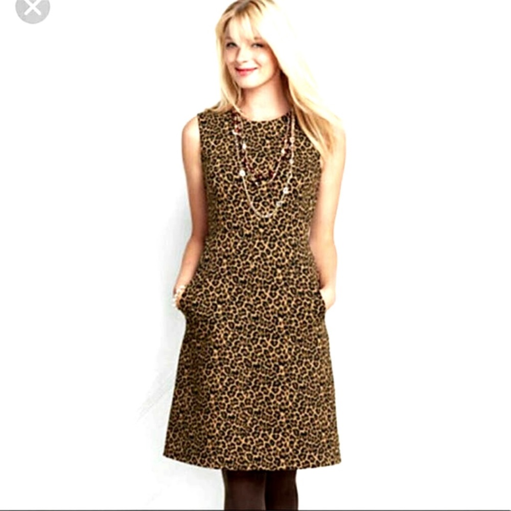 Lands' End Leopard Print Dress With Pockets